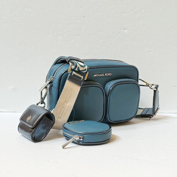 Michael Kors Jet Set Travel Medium Shoulder Crossbody Bag Tech Attached Teal - Picture 5 of 14